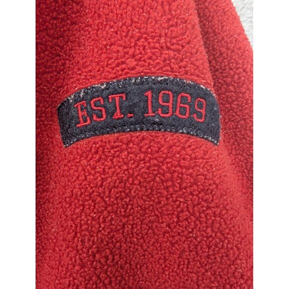 Gap Sweatshirt Hoodie Mens Small Red Sherpa Fleece Pullover Logo 1969 Kangaroo - Picture 3 of 9